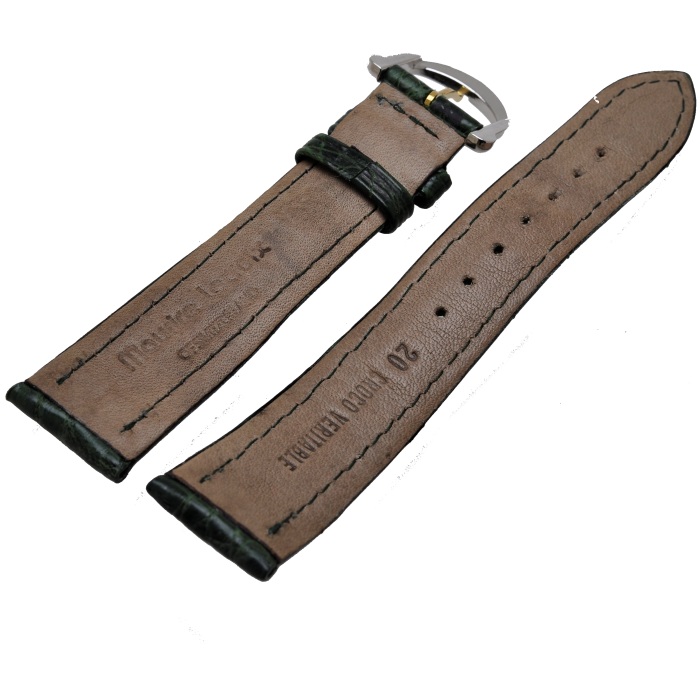 Maurice Lacroix Croco Kroko Strap Green Vintage 20 mm with bicolor buckle-1