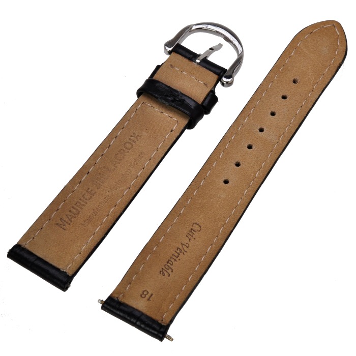 Maurice Lacroix black leather strap 18 mm Chrome buckle and M-1