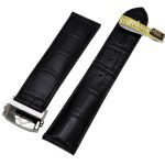 Maurice Lacroix crocodile leather Watch strap with folding buckle 20 mm Black