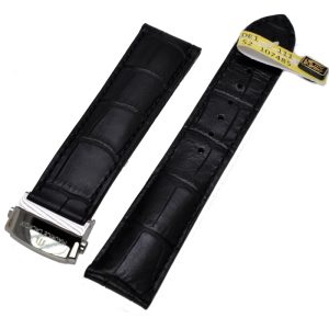 Maurice Lacroix crocodile leather Watch strap with folding buckle 20 mm Black