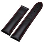 Maurice Lacroix leather Watch strap for folding buckle 20 mm Black with red stitching No Holes
