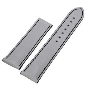 Maurice Lacroix leather Watch strap for folding buckle 20 mm White with black stitching
