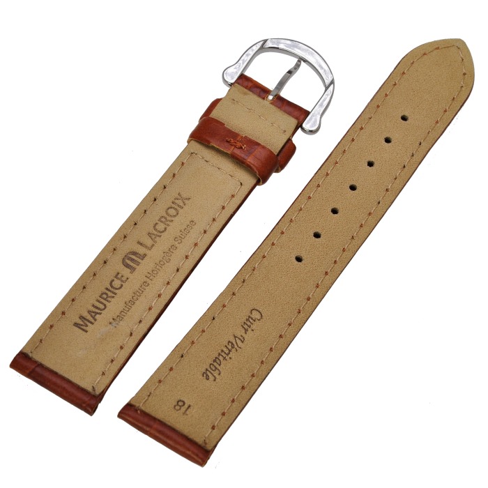 Maurice Lacroix watch strap 18 mm Brown cognac with chrome buckle and M-1